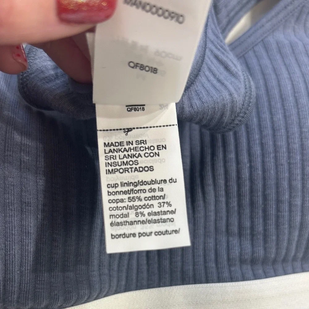 Calvin Klein Women Ribbed Racerback Bralette Blue Modern Cotton Soft Girl Size M